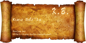 Kunz Béla névjegykártya