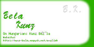 bela kunz business card